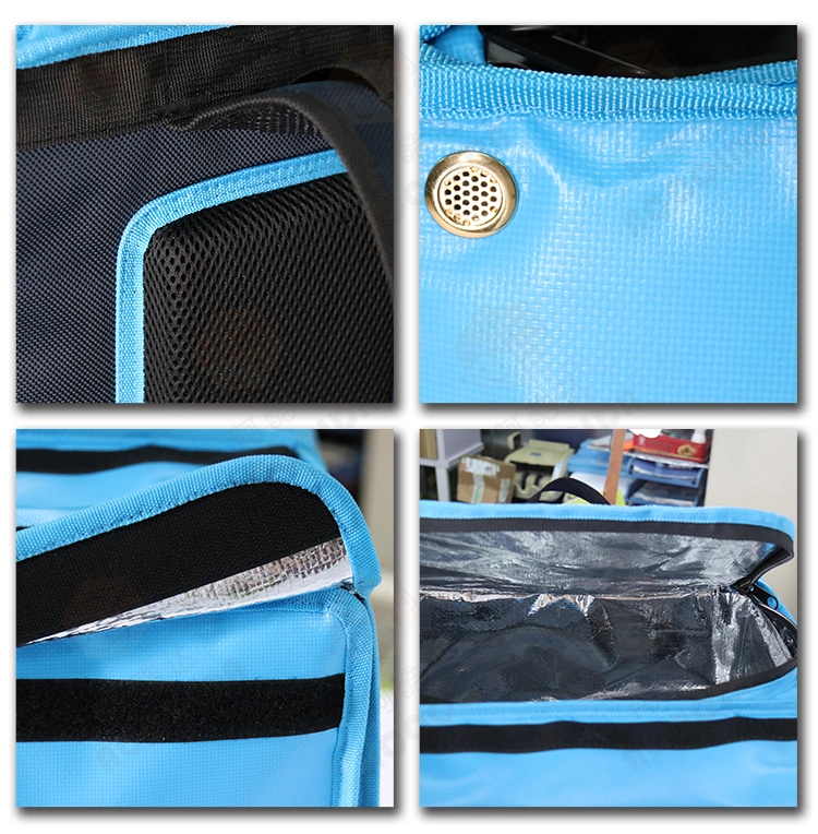 Blue Color Glovo Reusable Waterproof Expandable Thermal Pizza Bag Hot Food Delivery Carry Delivery Backpack Motorcycle Bike Aluminium Foil Lunch Cooler Bag